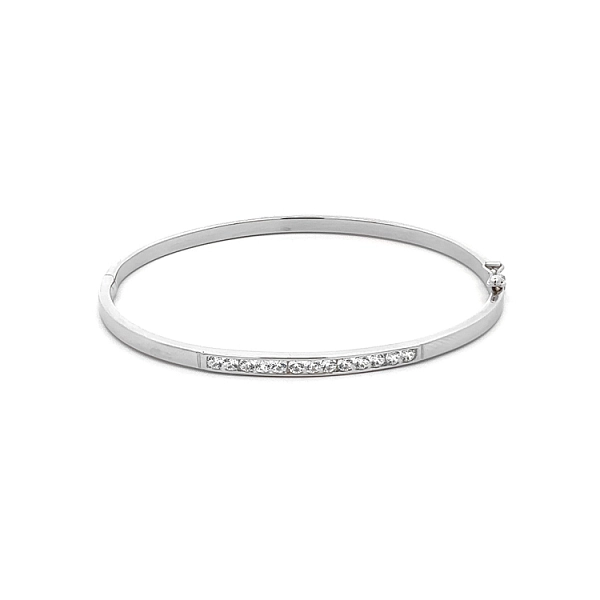 Festes Armband mit Zirkonen aus Weißgold