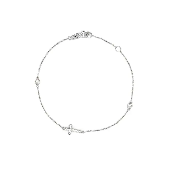 Armband mit Zirkonen mit Kreuz aus Weißgold