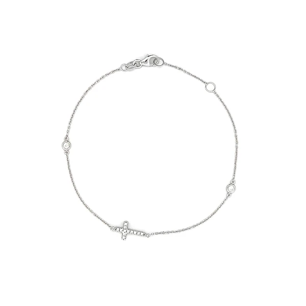 Armband mit Zirkonen mit Kreuz aus Weißgold