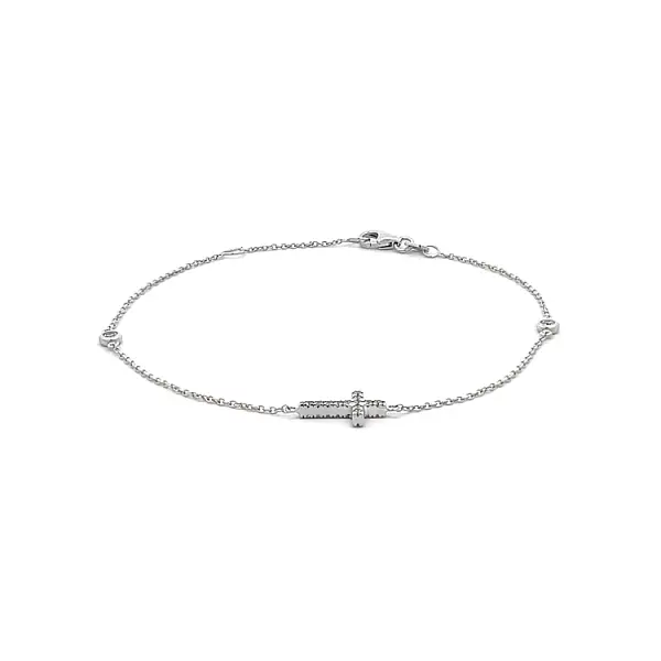 Armband mit Zirkonen mit Kreuz aus Weißgold