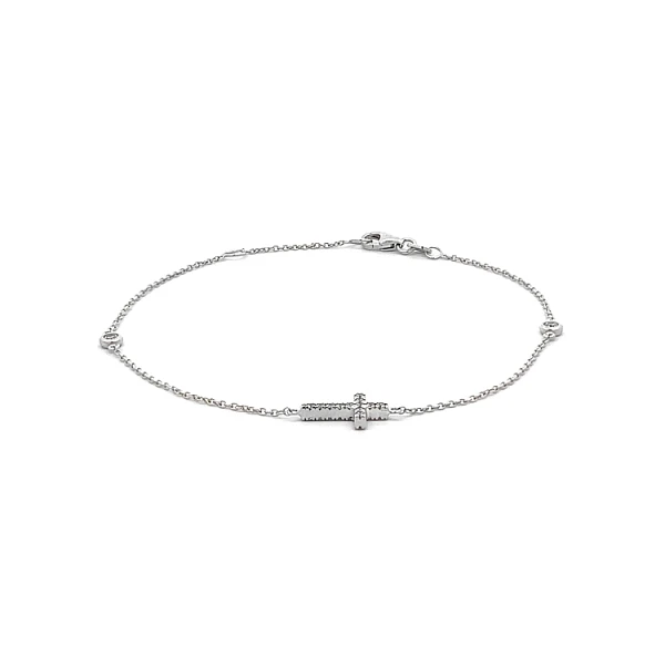 Armband mit Zirkonen mit Kreuz aus Weißgold