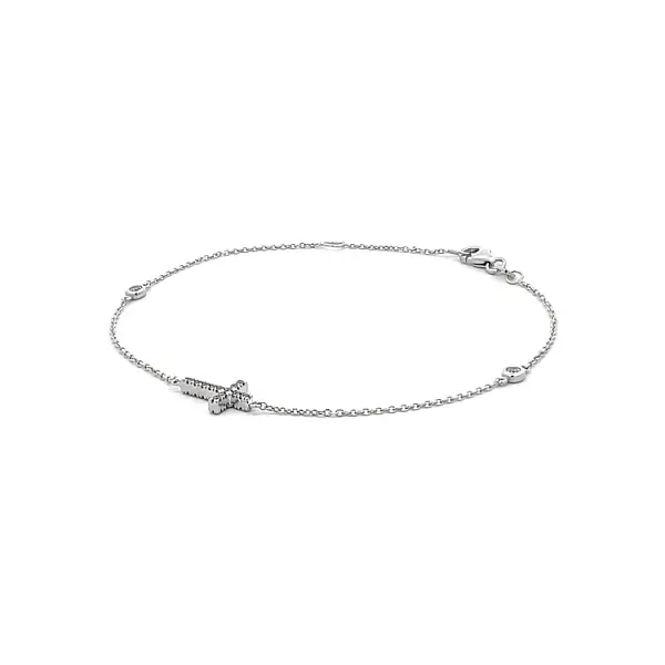 Armband mit Zirkonen mit Kreuz aus Weißgold