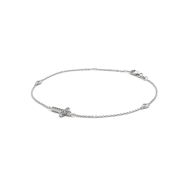 Armband mit Zirkonen mit Kreuz aus Weißgold
