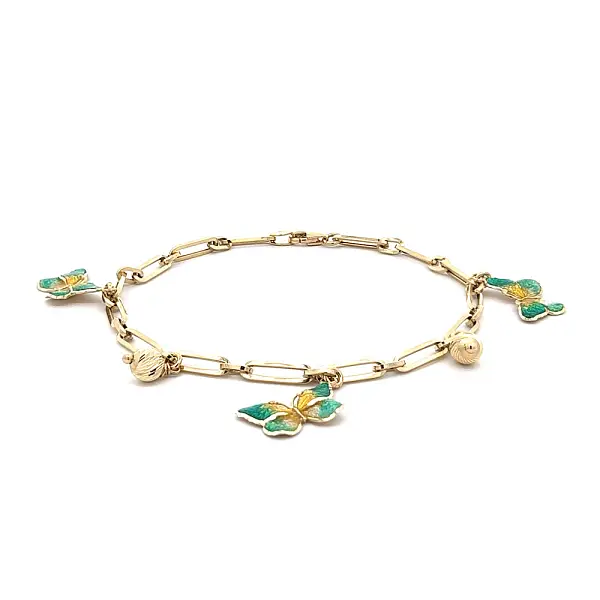 Goldarmband Schmetterlinge mit Emaille