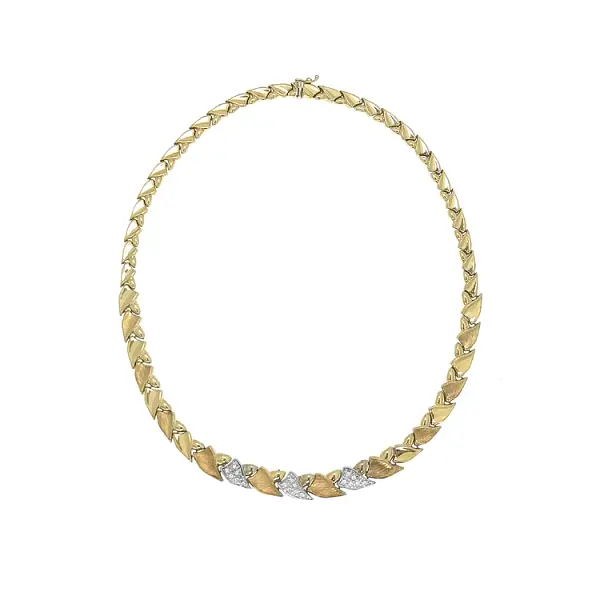 Gold Damenhalskette mit Zirkonen