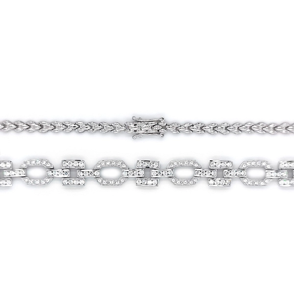 Damen-Halskette aus Weißgold mit Zirkonen