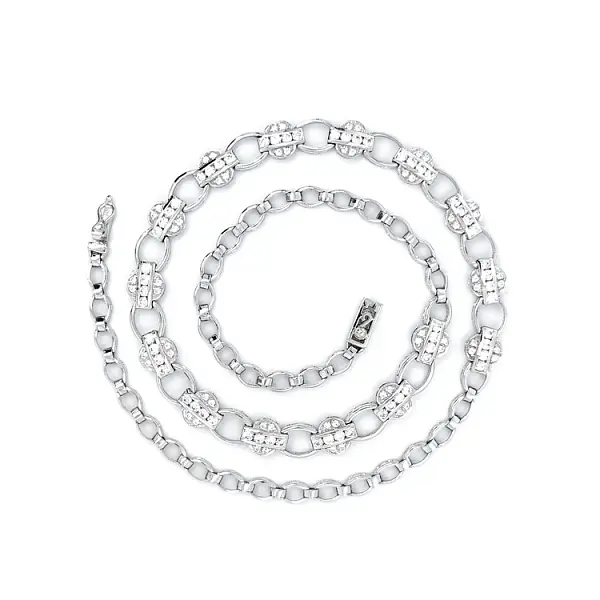 Damen-Halskette aus Weißgold mit Zirkonen