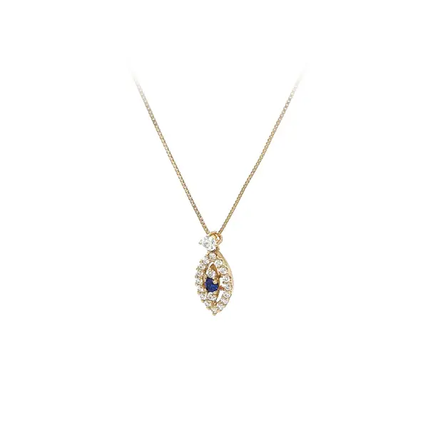 Goldene Halskette mit blauem Stein