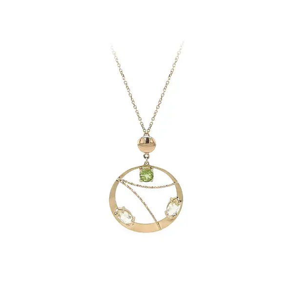 Gold-Halskette mit farbigen Steinen