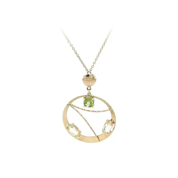 Gold-Halskette mit farbigen Steinen