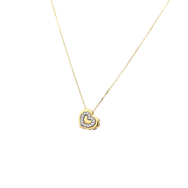 Goldherz-Halskette mit Zirkonias
