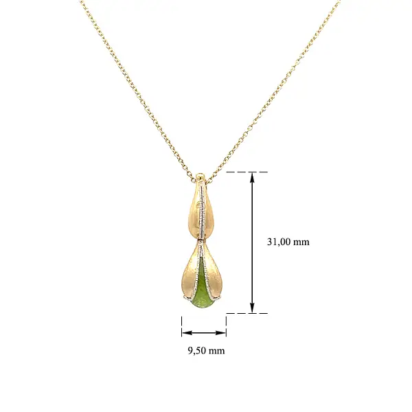 Goldene Halskette mit grünem Stein