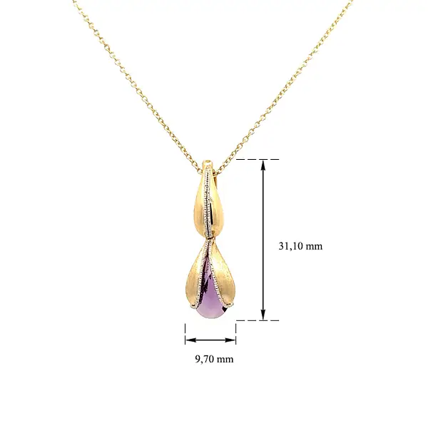 Goldene Halskette mit lila Stein