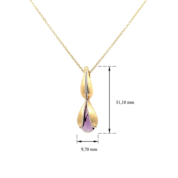 Goldene Halskette mit lila Stein