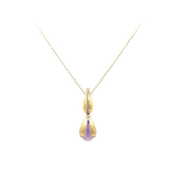 Goldene Halskette mit lila Stein