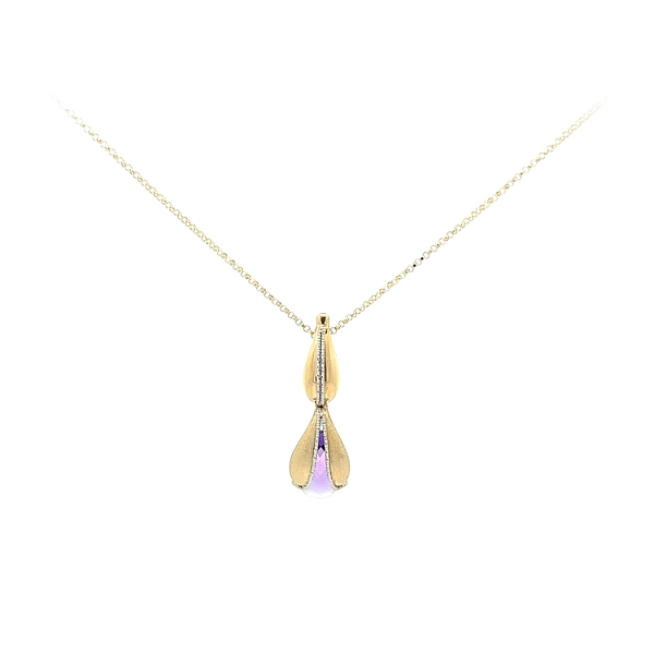 Goldene Halskette mit lila Stein