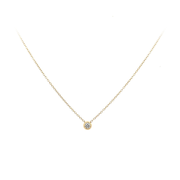 Gold Solitär Halskette mit Zirkon