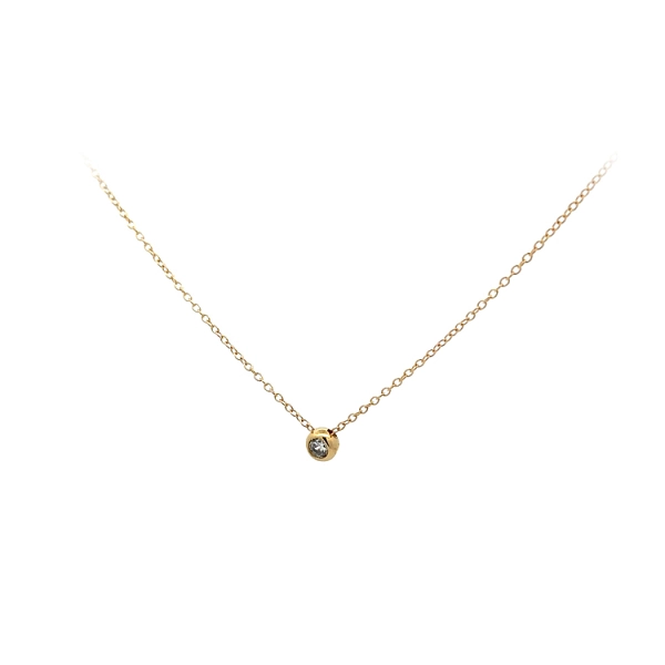 Gold Solitär Halskette mit Zirkon