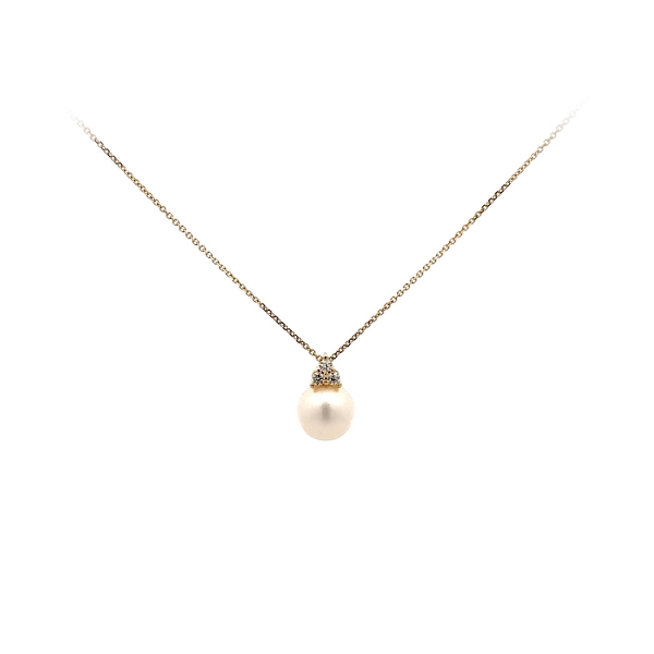 Gold-Halskette mit Perlen und Zirkonen