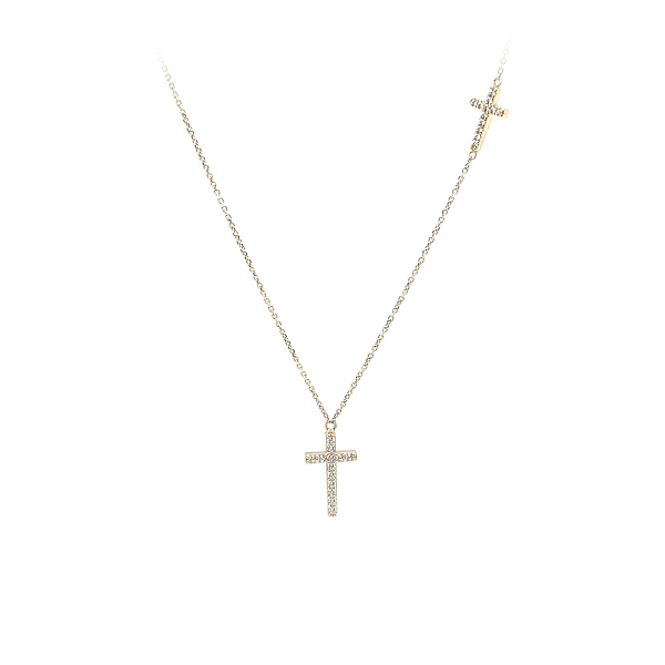 Gold-Kreuz-Halskette mit Zirkonias