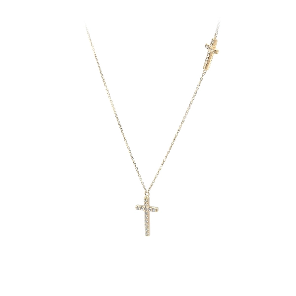 Gold-Kreuz-Halskette mit Zirkonias