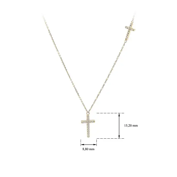 Gold-Kreuz-Halskette mit Zirkonias