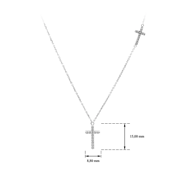 Halskette Kreuz mit Zirkonen aus Weißgold
