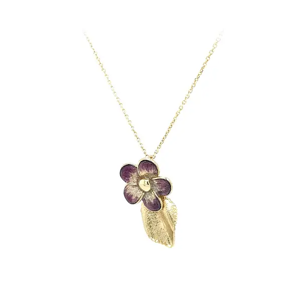 Goldblumenkette mit Emaille