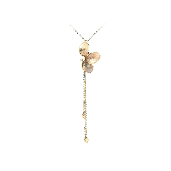 Goldblumenkette mit Perle