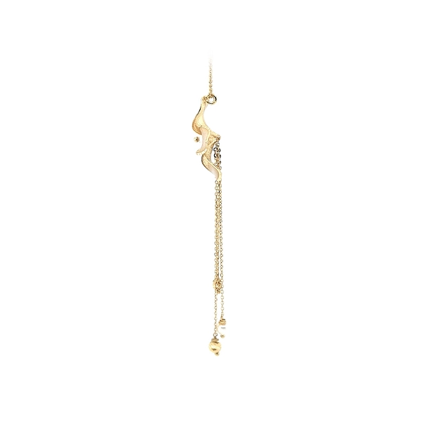 Goldblumenkette mit Perle