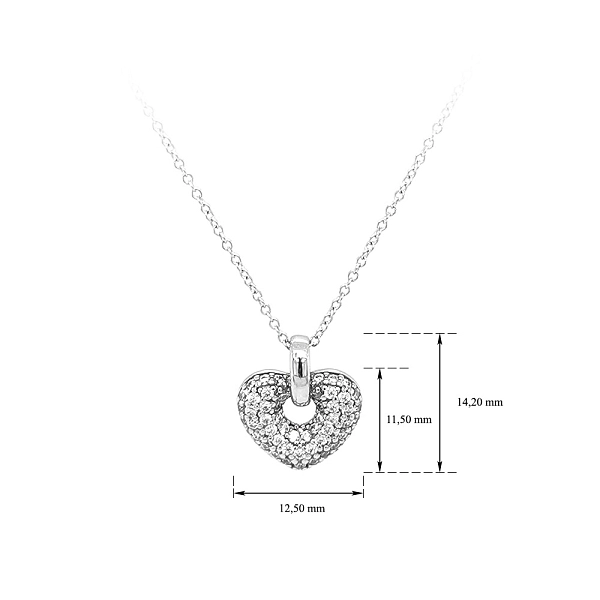 Herz-Halskette aus Weißgold mit Zirkonen