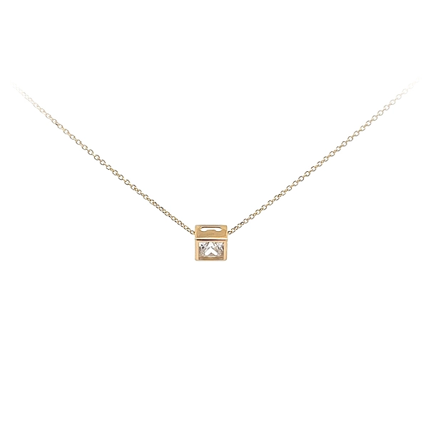 Gold Solitär Halskette mit Zirkon
