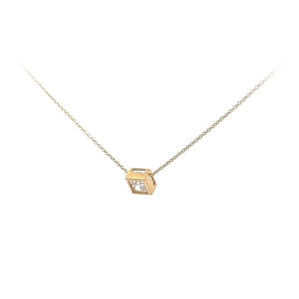 Gold Solitär Halskette mit Zirkon