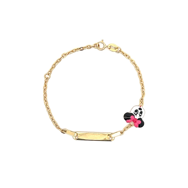 Goldenes Babyarmband Mickey Mouse mit Teller