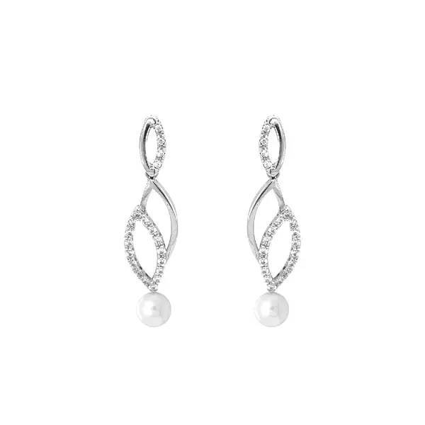 Goldohrringe mit Perlen und Zirkonen