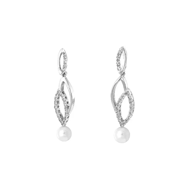 Goldohrringe mit Perlen und Zirkonen