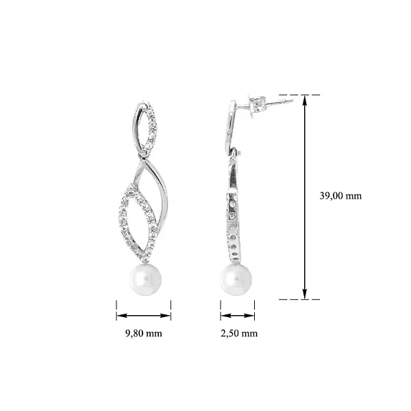 Goldohrringe mit Perlen und Zirkonen