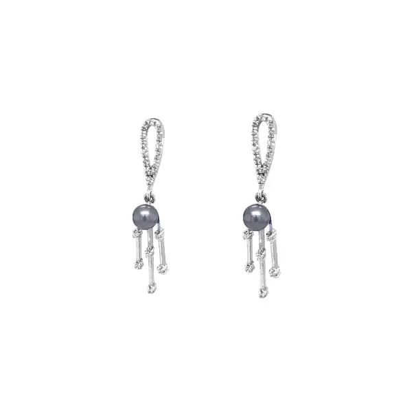 Goldene Perlenohrringe mit Zirkonen