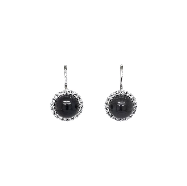 Elegante Weißgoldohrringe mit Onyx und Zirkonia