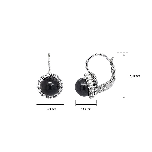Elegante Weißgoldohrringe mit Onyx und Zirkonia