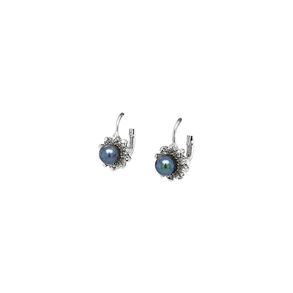 Ohrringe mit schwarzer Perle und Zirkonen
