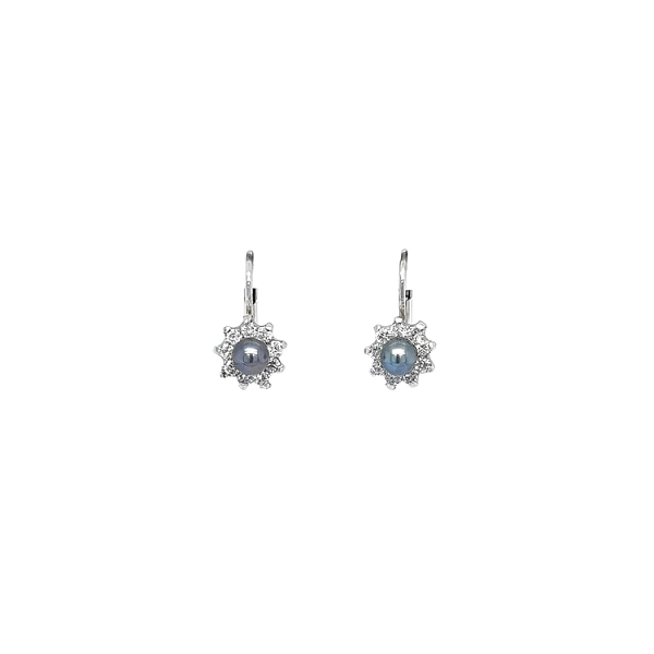 Ohrringe mit schwarzer Perle und Zirkonen