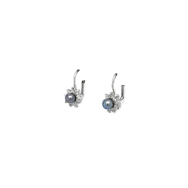 Ohrringe mit schwarzer Perle und Zirkonen