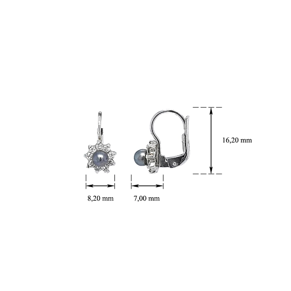 Ohrringe mit schwarzer Perle und Zirkonen