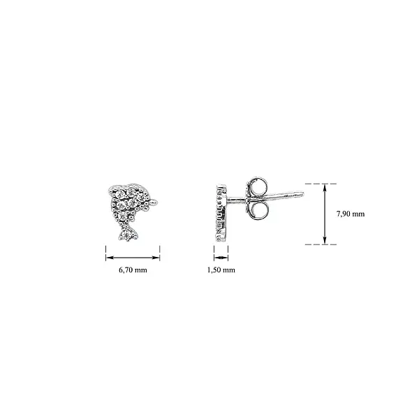 Delphin-Ohrringe aus Weißgold mit Zirkonen