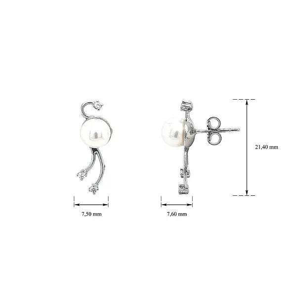 Weißgold-Perlen-Ohrringe