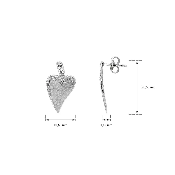 Herzförmige Ohrringe aus Weißgold mit Zirkonen