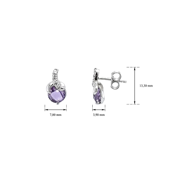 Goldohrringe mit lila Amethysten verziert