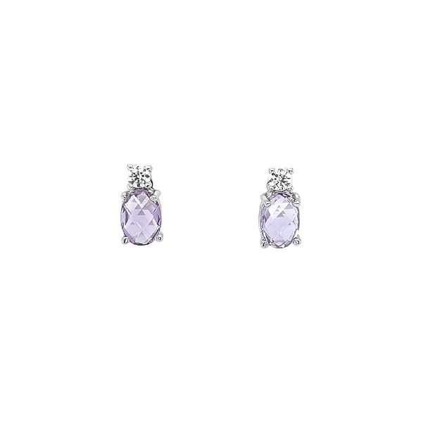 Goldohrringe mit Amethyst und glänzendem Zirkon