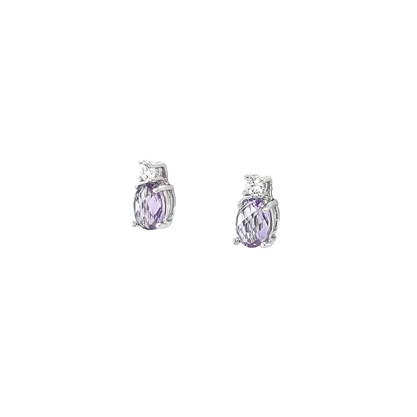 Goldohrringe mit Amethyst und glänzendem Zirkon